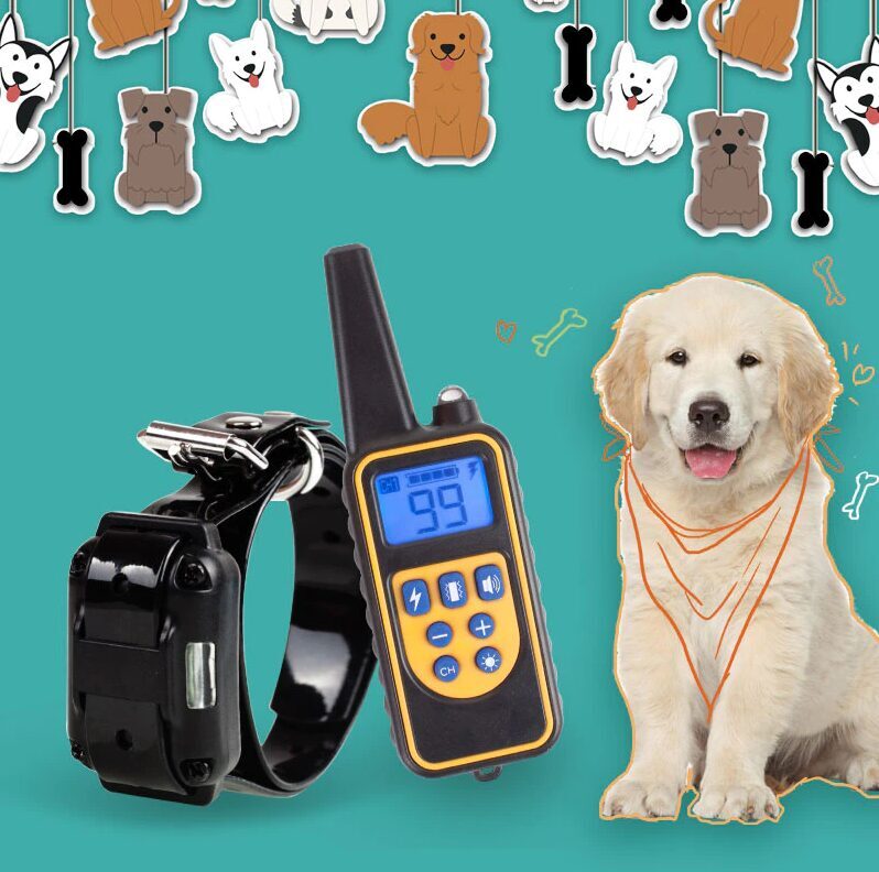 Suņu, kucēnu dresūras - treniņu siksna ar skaņu, vibrāciju un elektro impulsu, 800m distance