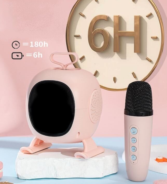 Bezvadu skaļrunis ar mikrofonu, pārnēsājams karaoke komplekts ar bluetooth savienojumu