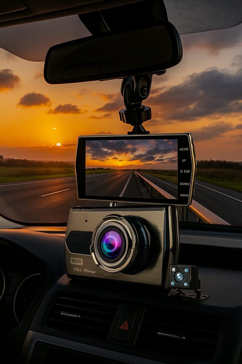 Auto video reģistrators 4 collas, ar atpakaļskata kameru, V5, divas kameras, FULL HD, G sensors, 1080P