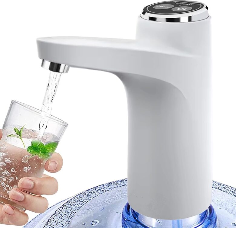 Ūdens pumpis venden pudelēm - elektriskais dozators, bezvadu uzlādējams ūdens sūknis pudelei, balts