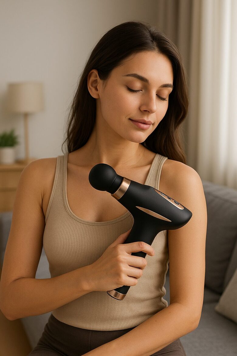 Masāžas pistole, muguras masieris, elektriskais masažieris ar 6 uzgaļiem, bezvadu ierīce ķermeņa masāžai