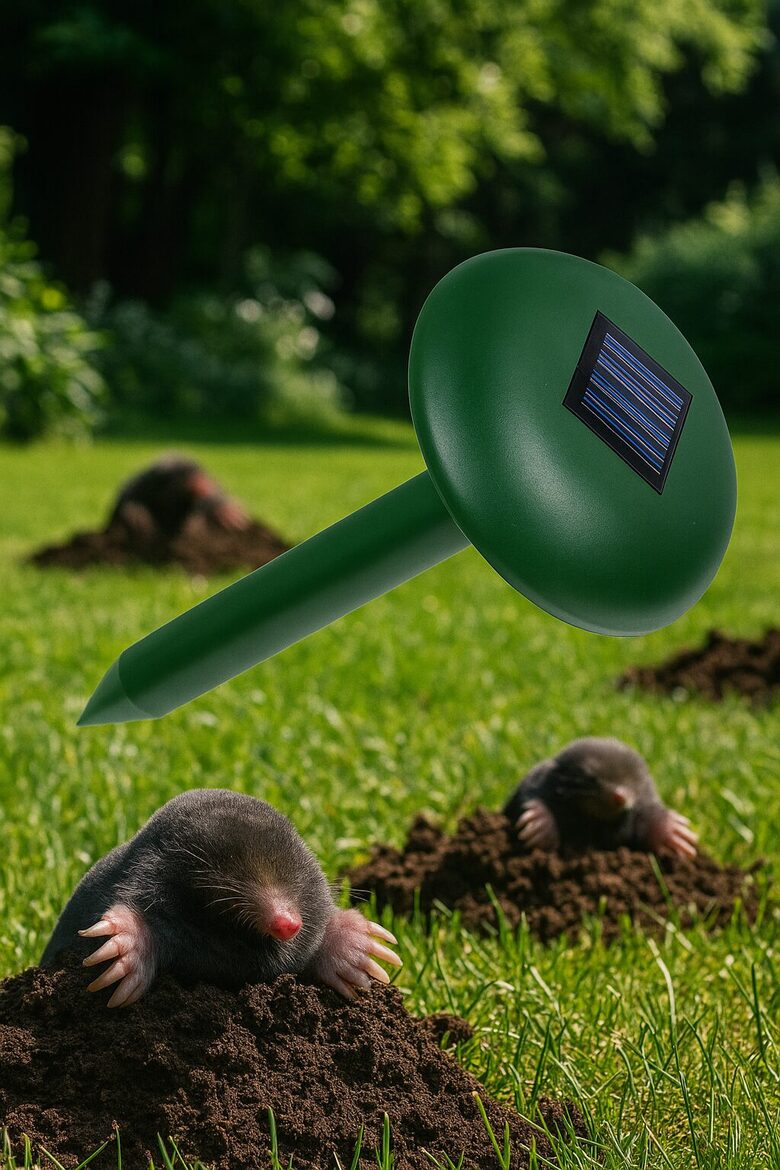 Kurmju atbaidītājs ar saules paneli, 1000m2 lielam pagalmam, repelents pret kurmjiem, pelēm un ūdens žurkām, ar saules paneli