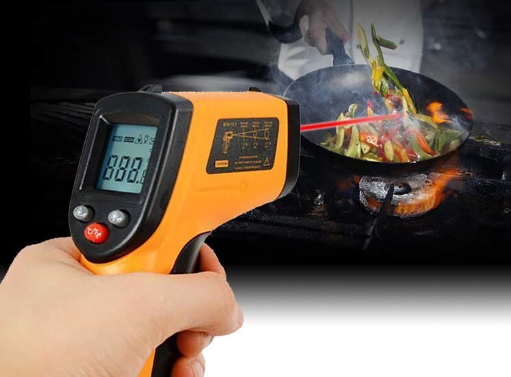 Bezkontakta lāzera termometrs, infrasarkanais pirometrs ( -50- +380 C )