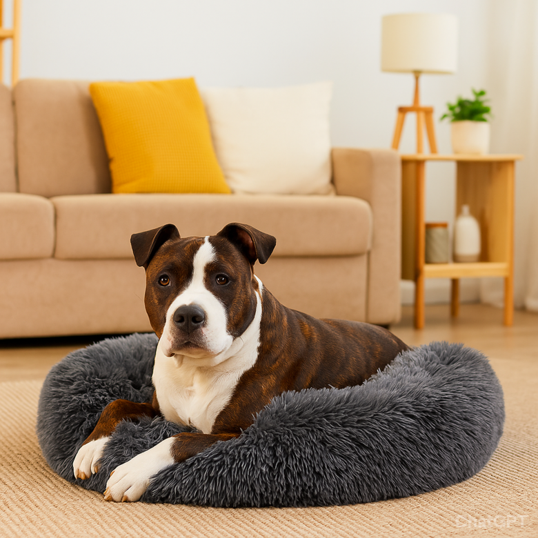 Suņu guļvieta, pūkaina un mīksta dzīvnieku gulta, plīša spilvens suņiem, 100cm, tumši pelēka