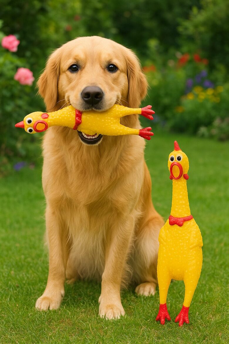 Pīkstošā suņu rotaļlieta - košļājamā gumijas vista, 31cm