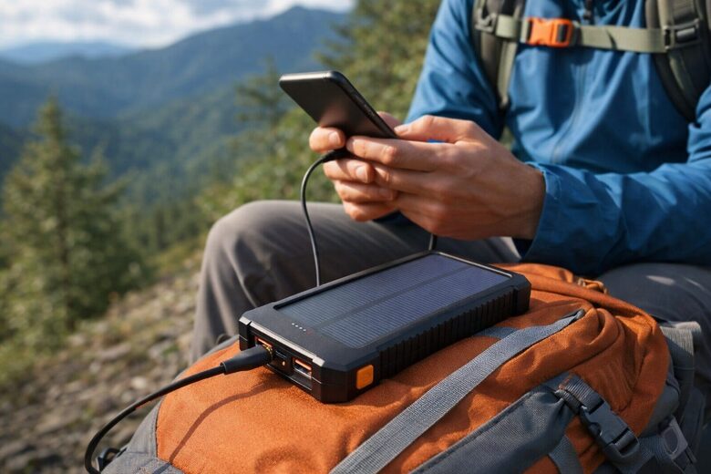 Enerģijas krātuve Gembird, power bank ar saules paneli, solārais telefona lādētājs, USB, Type-C, 10000 mAh