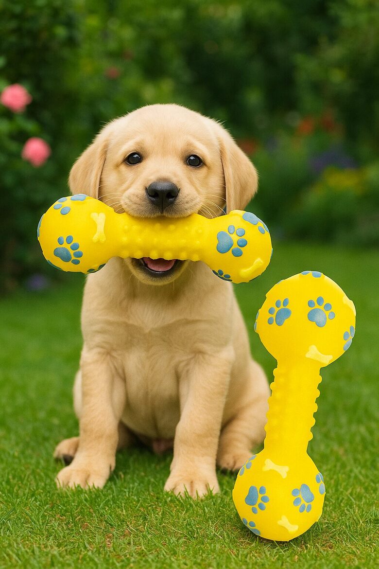 Pīkstošā suņu rotaļlieta- gumijas košļājamais rotaļu kauliņš suņiem, 13cm