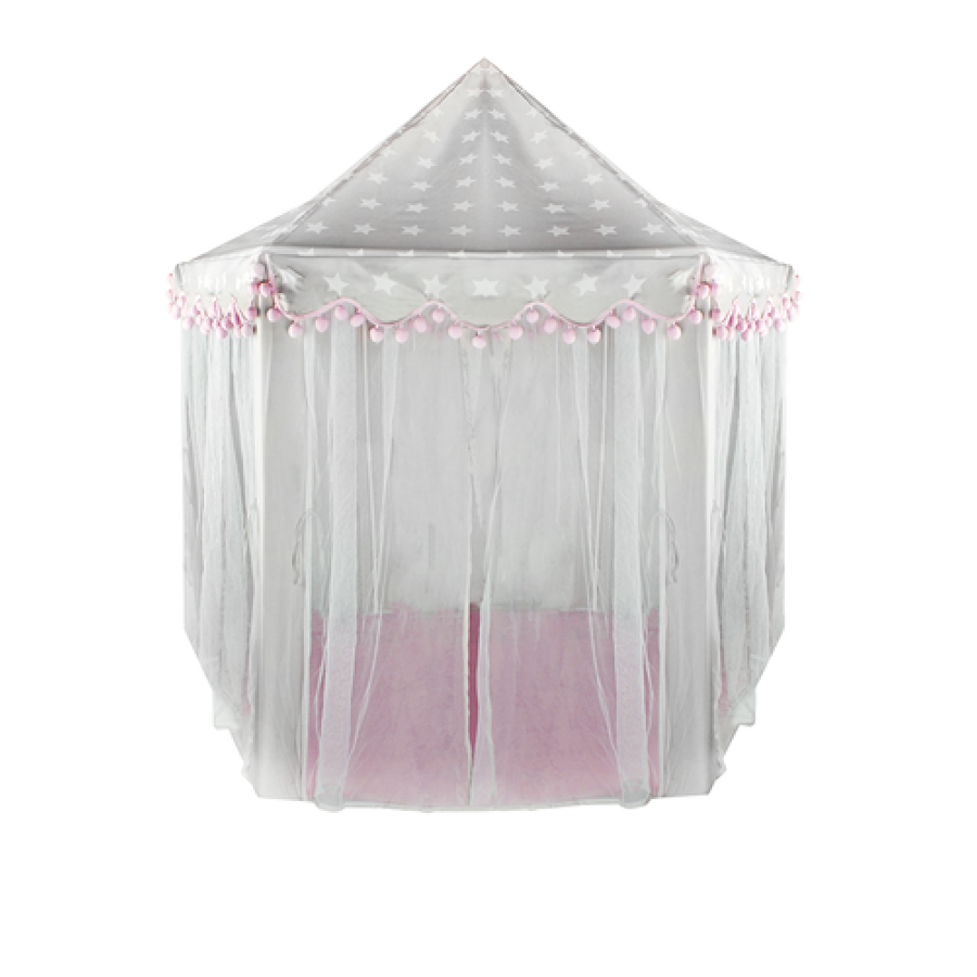 Princešu pils - rozā meiteņu māja, telts ar baldahīnu