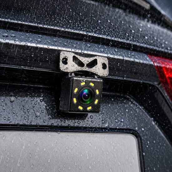 Automašīnas atpakaļskata kamera ar 8 LED diodēm izcilai nakts redzamībai, universāla auto kamera, ūdensizturīga, 170° skata leņķis