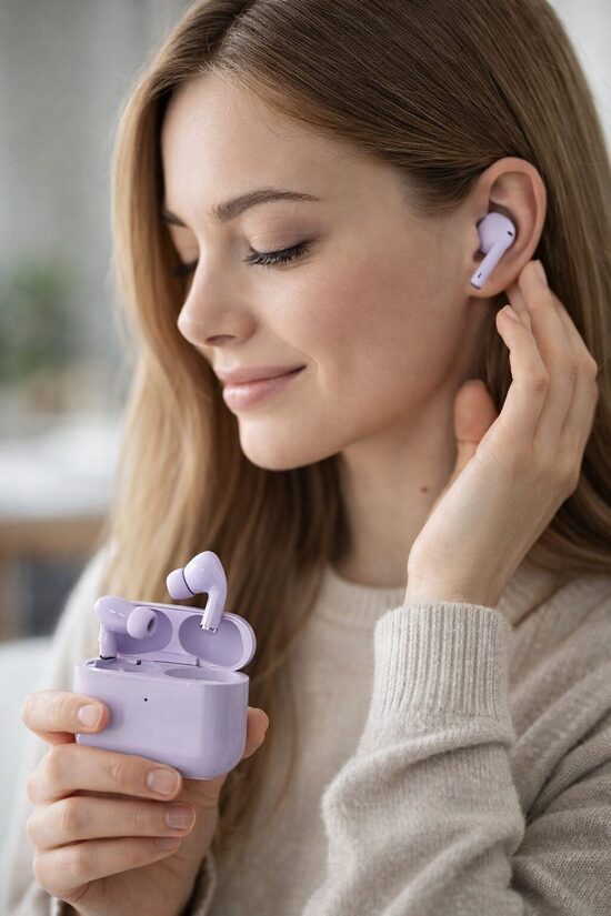 Bezvadu austiņas Gembird, Bluetooth austiņas ar uzlādes kastīti, Rozā, Baltā vai violetā krāsā