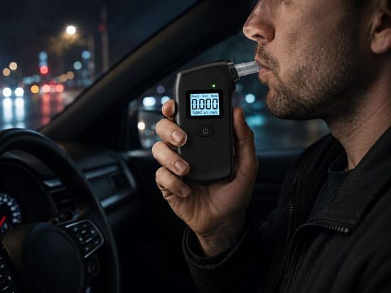 Augstas precizitātes alkometrs, digitālais alkohola mērītājs izelpā, ar LCD displeju un 5 iemušiem