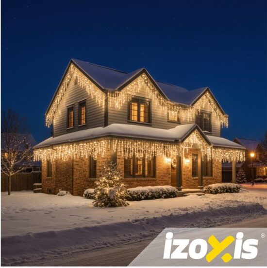 LED lampiņu virtene skariņas - lāstekas āra apstākļiem un iekštelpām, 22.5m, 500 LED silti balta krāsa