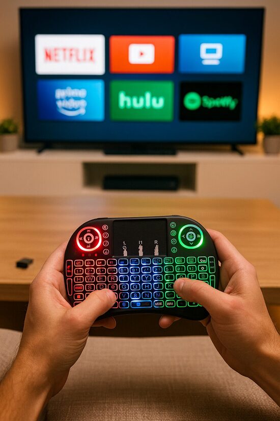 Bezvadu klaviatūra, maza izmēra tastatūra ar maināmu LED apgaismojumu un skārienpaliktni, QWERTY