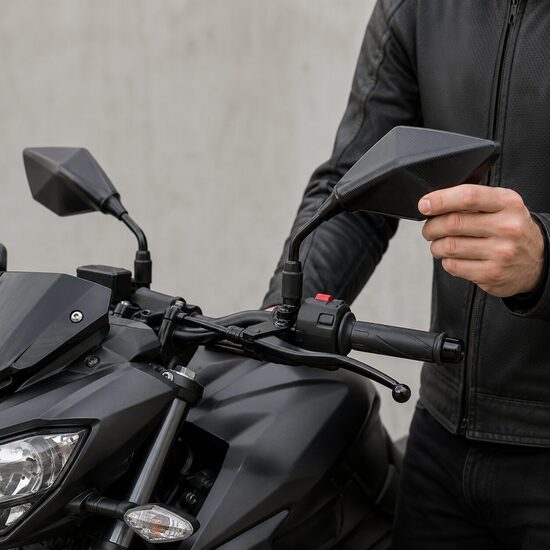 Motocikla spoguļi universāli, atpakaļskata spoguļu komplekts motociklam, melnā krāsā, 10mm