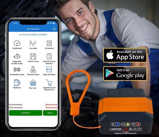 OBD2 auto diagnostikas iekārta ar bluetooth 5.0 savienojumu, 1.5 versija, Android / IOS, ELM 327 skeneris