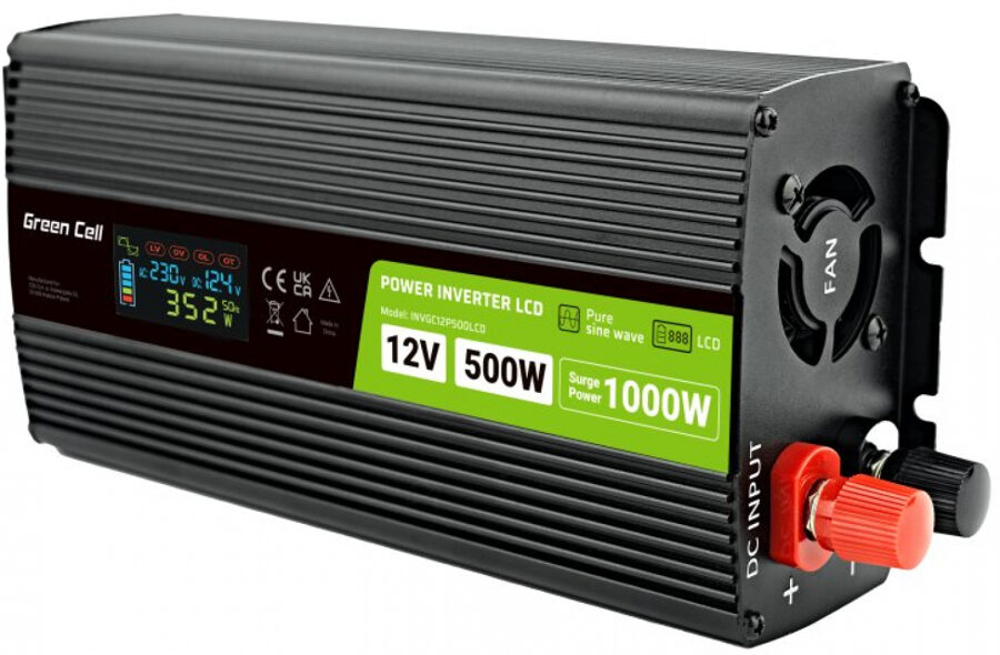 Tīrā sīnusa strāvas pārveidotājs 12V - 220V 500w / 1000w, sinusoīda sprieguma invertors ar LCD ekrānu un USB, 230V