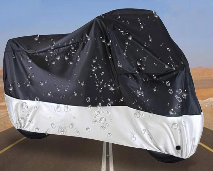 Motocikla pārvalks, ūdens un saules necaurlaidīgs pārklājs, 230 x 95 x 125 cm (XL), melns ar pelēku