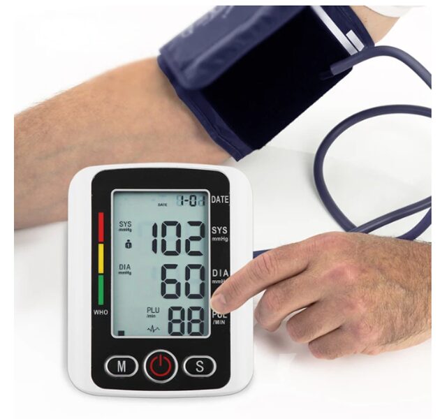 Digitālais asinsspiediena mērītājs augšdelma, automātiskais tonometrs ar LCD ekrānu
