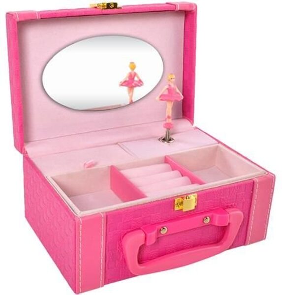 Bērnu rotaļu muzikālā lādīte rotas lietām, ar balerīnu un spoguli, dārglietu kastīte