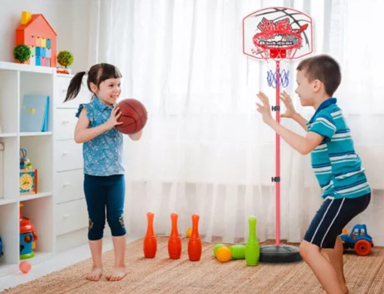 Basketbols + mērķī šaušanas statīvs bērniem (2in1), basketbola komplekts ar grozu, mērķi, loku un bultām (augstums 73-146cm)