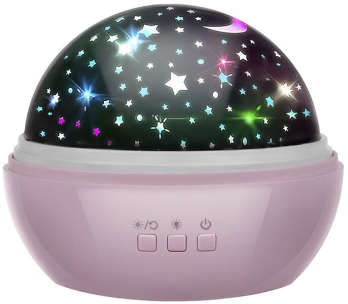 Nakts lampa rotējoša, ar zvaigžņu projektoru un 2 maināmām tēmām (okeāns un zvaigznes), ar USB vadu, bērnu naktslampa zila vai rozā