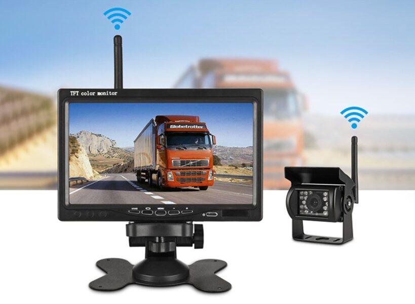 Bezvadu HD LCD automašīnas monitors 7 collas + atpakaļskata kamera, komplekts, 12v/24v, nakts redzamība, ar vienu vai divām kamerām