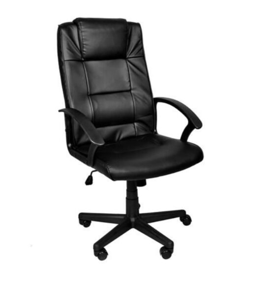 Eko ādas biroja krēsls, ergonomisks datorkrēsls ofisam, melns