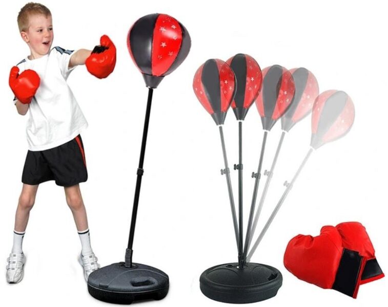 Bērnu boksa komplekts ar cimdiem, 70-104cm, regulējams statīvs + pumpis
