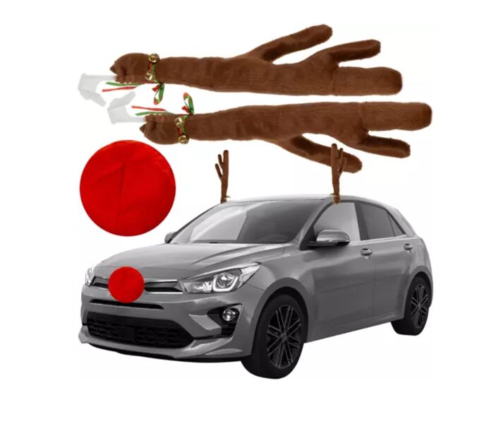 Ziemeļbrieža ragi un deguns, komplekts, auto dekorācija svētkiem, Ziemassvētku, jaungada rotājums automašīnai