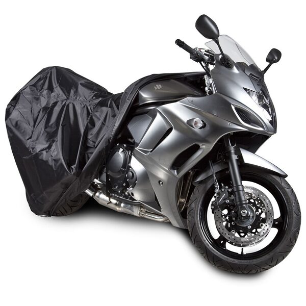 Motocikla pārvalks, ūdens, saules un smilšu izturīgs, 230 x 95 x 125 cm (XL), melns