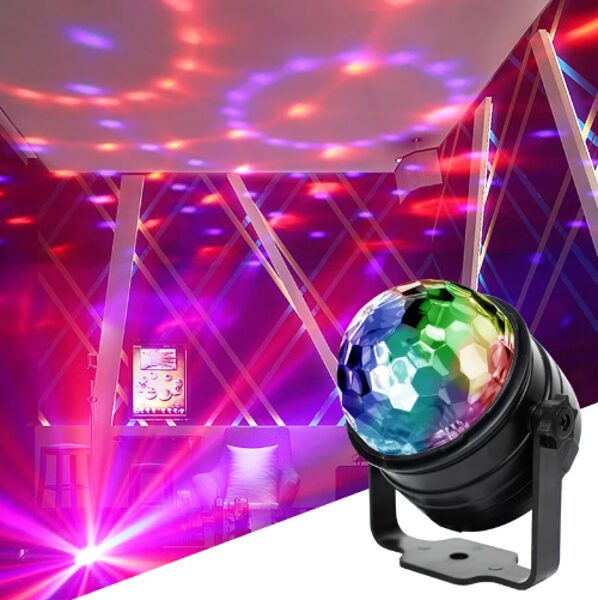 LED rotējošā disko bumba - gaismas projektors ballītēm, RGB apgaismojums