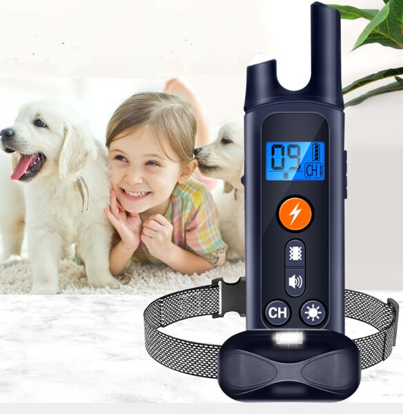 Suņu dresūras kakla siksna apmācībai un treniņiem, maziem, lieliem suņiem un kucēniem, skaņas signāls, vibrācija un elektro impulss, mitruma izturīga un uzlādējama, 1000m(1km) diapazons