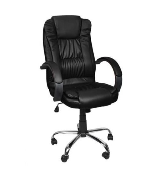 Ergonomisks ofisa krēsls, eko ādas biroja datorkrēsls, melnā krāsā
