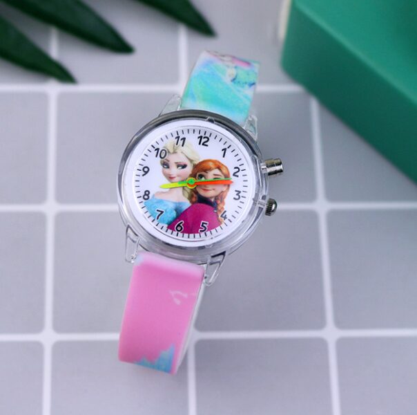 Frozen rokas pulkstenis meitenēm ar Elzu ''Frozen Elsa'', ar LED krāsainu apgaismojumu ciparnīcai