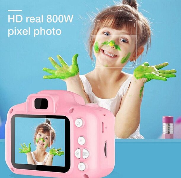 Digitālais bērnu foto aparāts, kamera, attēli, video, rotaļu spoguļkamera, rozā vai gaiši zaļa