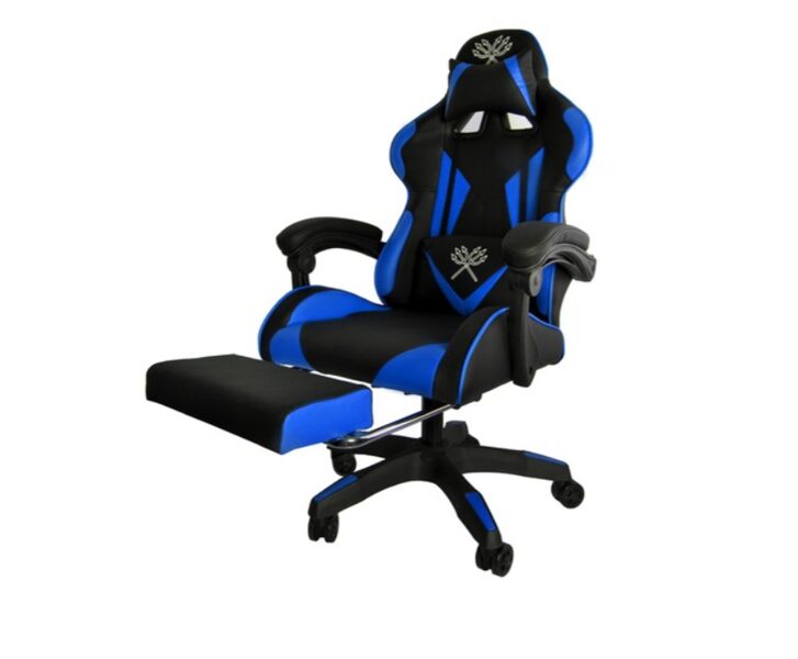 Datora spēļu gaming krēsls, melns ar zilu, datorkrēsls Dunmoon