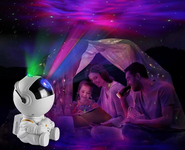 Kosmosa zvaigžņu lāzera projektors ar pulti, nakts gaisma ar zvaigžņotām debesīm, kosmonauts ar LED RGB nebulas apgaismojumu, griestu un sienu galaktikas projekcija, regulējami režīmi