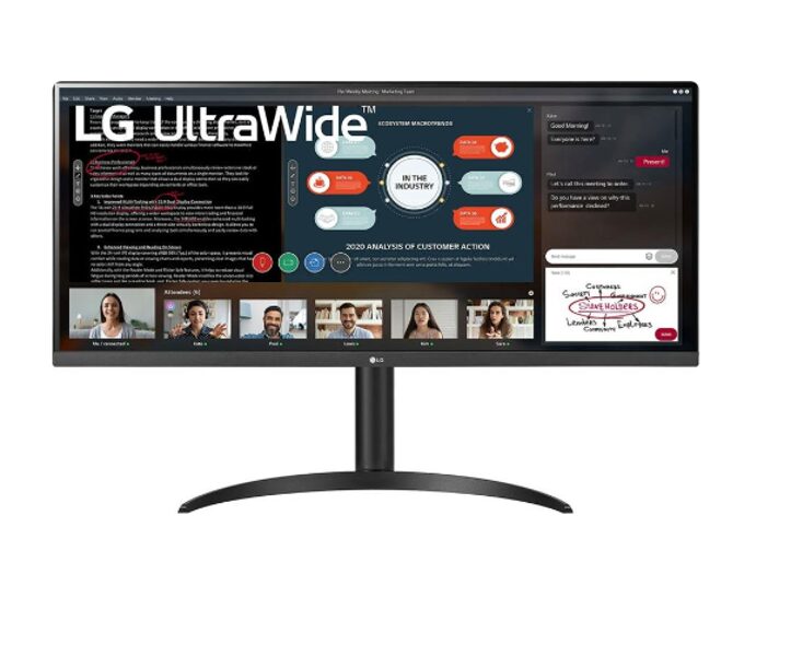LCD monitors LG 34WP550-B, ekrāna izmērs 34", 21 : 9, 2560x1080 60Hz, Matēts displejs, 5 ms, Regulējams augstums un slīpums, melna krāsa