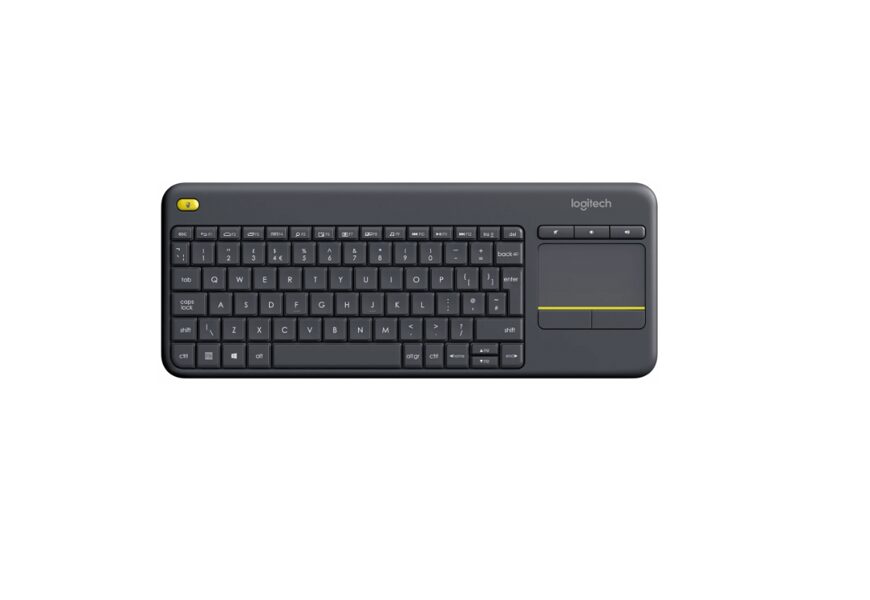 Bezvadu datora klaviatūra ar iebūvētu peli, tastatūra Logitech Wireless Touch K400, melna
