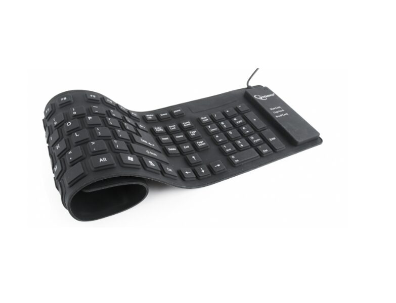 Elastīga klaviatūra, 109 taustiņu silikona tastatūra (nodrošina klusu rakstīšanu), Gembird USB / OTG adapteris