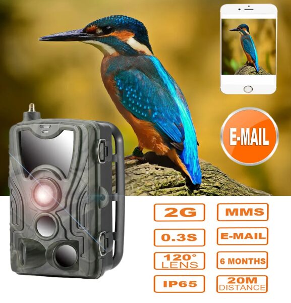 Medību, mednieku kamera mežam, 16MP, SMS, MMS, SIM karte, SD karte, 36 LED izcilai nakts redzamībai, FULL HD