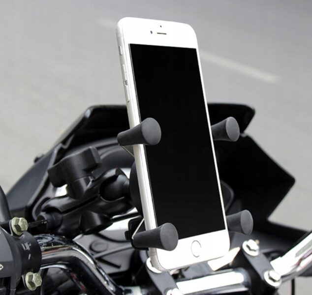 Motocikla telefona turētājs ar lādētāju un kronšteinu, 360° rotācija