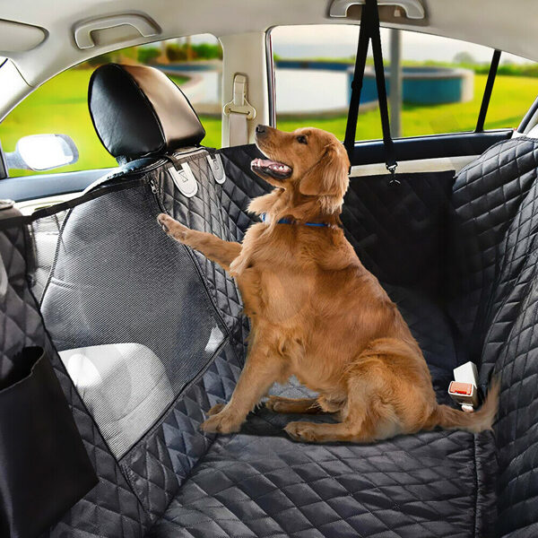 Pārklājs suņu pārvadāšanai automašīnā, pārvalks aizmugurējiem sēdekļiem ar kabatiņām, ūdensizturīgs
