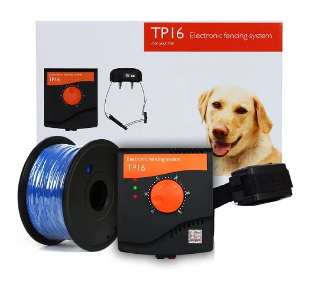 Suņu elektriskais žogs - radiosēta suņiem ar 300m garu vadu, regulējams skaņas un elektro impulsa līmenis, uzlādējama un mitruma izturīga, mājdzīvnieku apmācības siksna pret klaiņošanu, 1 sunim