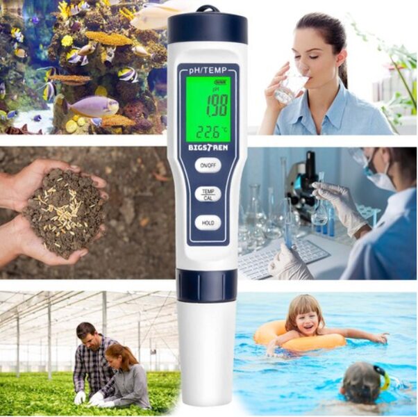 Ūdens kvalitātes, temperatūras un PH līmeņa testeris - mērītājs ar LED displeju, PH - metrs