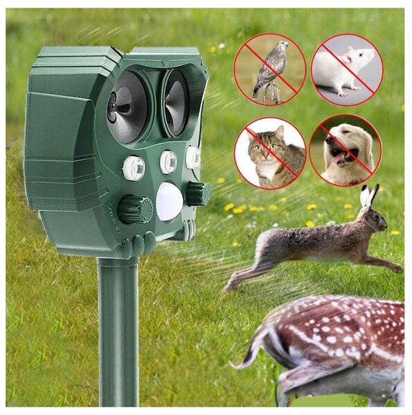 Dzīvnieku ultraskaņas atbaidītājs - repelents ar ultraskaņu un saules paneli, kustības sensors, grauzējiem, kaķiem, meža dzīvniekiem, putniem