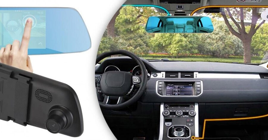 Auto video reģistrators spogulī + atpakaļskata kamera, touchscreen - skārienjūtīgs ekrāns
