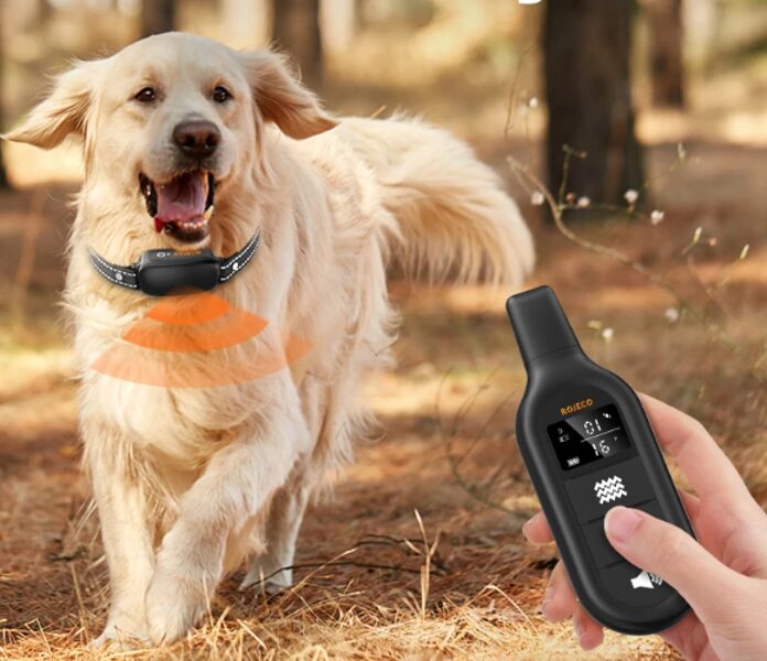 Suņu, kucēnu dresūras kakla siksna, 1km (1000m distance), ar pulti, lieliem un maziem suņiem, skaņa, vibrācija un elektro impulss, uzlādējama un mitruma izturīga