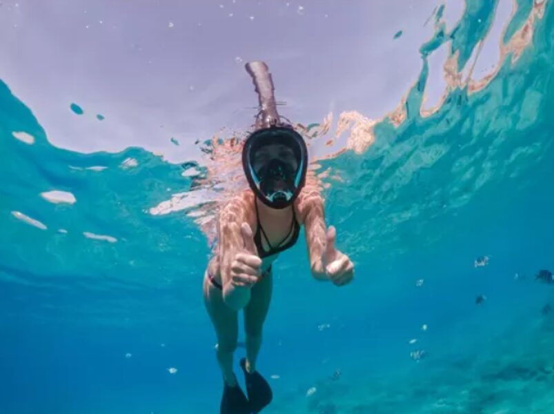 Snorkelēšanas, zemūdens niršanas pilnā sejas maska, L/XL izmērs