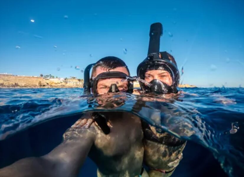 Snorkelēšanas, zemūdens niršanas pilnā sejas maska, S/M izmērs
